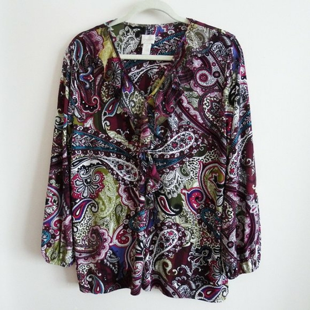 Chicos Maroon Paisley Top 2 (12/14)